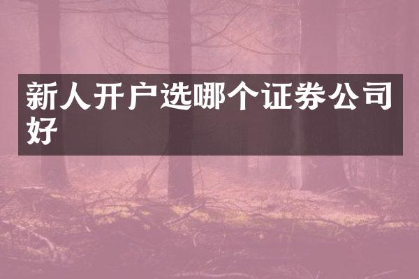 新人开户选哪个证券公司好