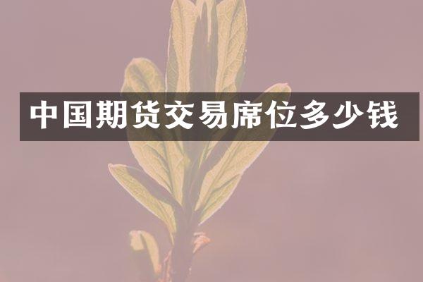 中国期货交易席位多少钱