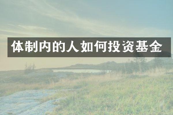 体制内的人如何投资基金