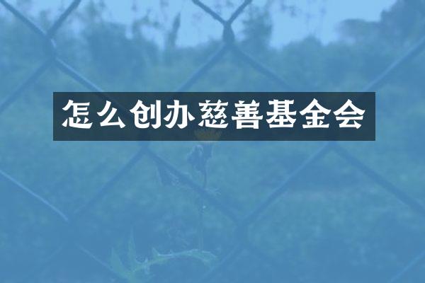 怎么创办慈善基金会