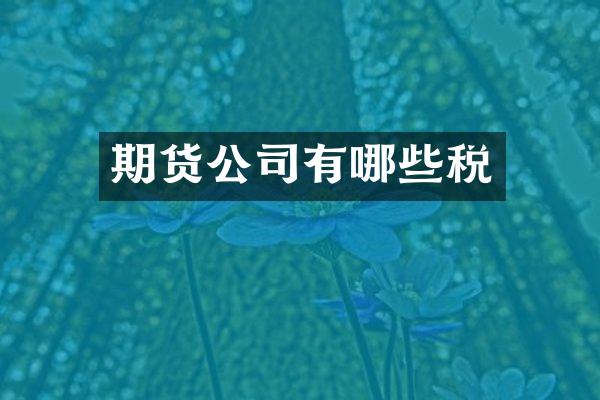 期货公司有哪些税