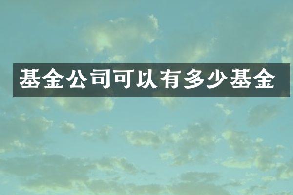 基金公司可以有多少基金