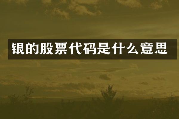 银的股票代码是什么意思