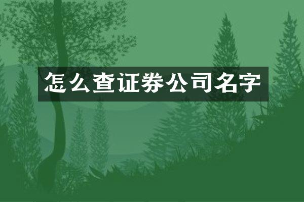 怎么查证券公司名字