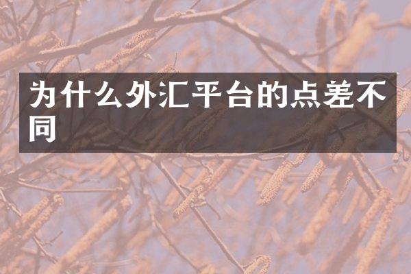 为什么外汇平台的点差不同
