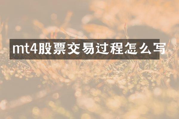 mt4股票交易过程怎么写