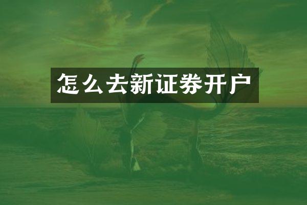怎么去新证券开户