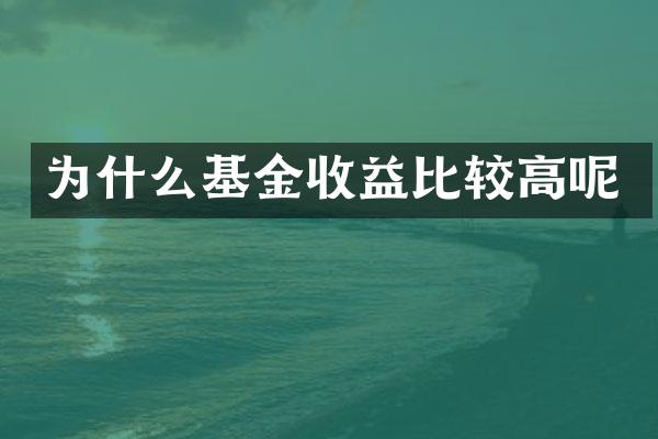 为什么基金收益比较高呢