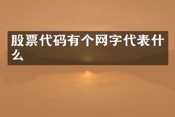 股票代码有个网字代表什么