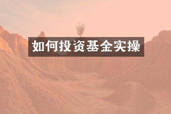 如何投资基金实操
