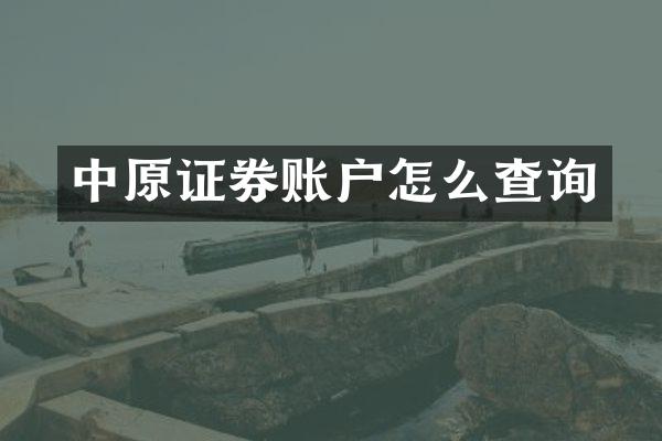 中原证券账户怎么查询