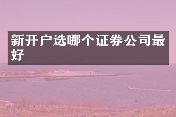 新开户选哪个证券公司最好