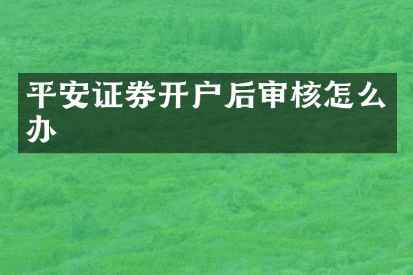 平安证券开户后审核怎么办