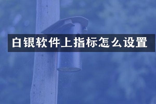 白银软件上指标怎么设置