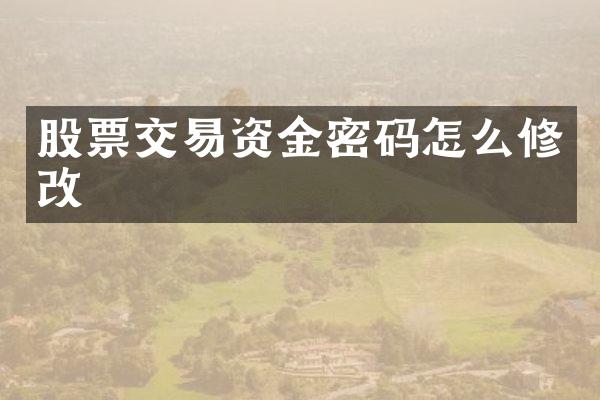 股票交易资金密码怎么修改