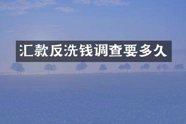 汇款反洗钱调查要多久