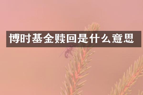 博时基金赎回是什么意思