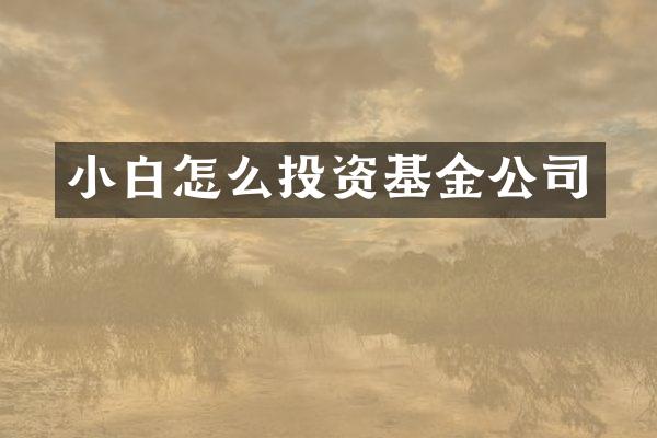 小白怎么投资基金公司