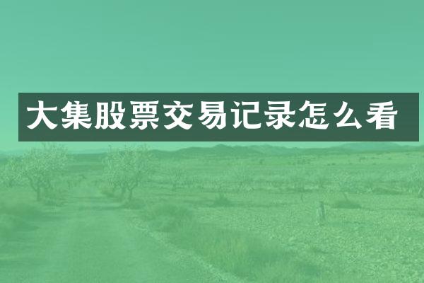 大集股票交易记录怎么看