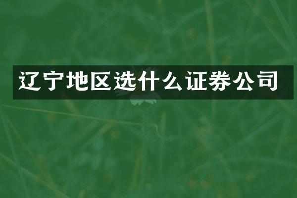辽宁地区选什么证券公司