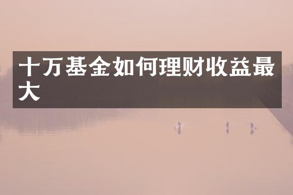 十万基金如何理财收益最大