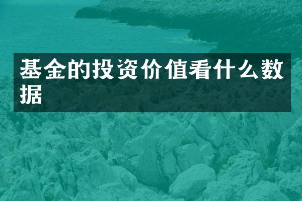 基金的投资价值看什么数据