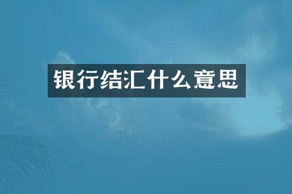 银行结汇什么意思