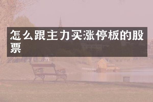 怎么跟主力买涨停板的股票