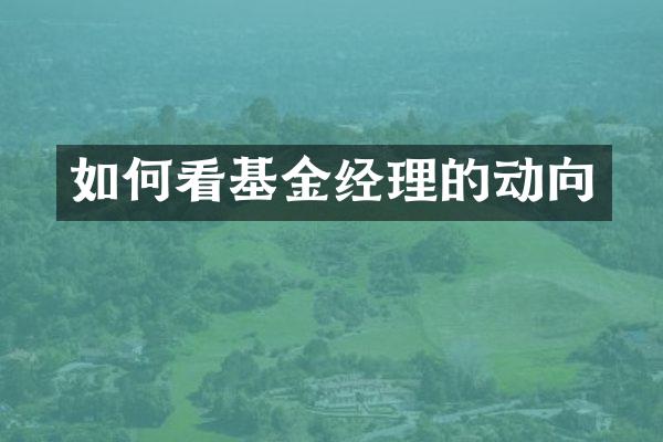 如何看基金经理的动向