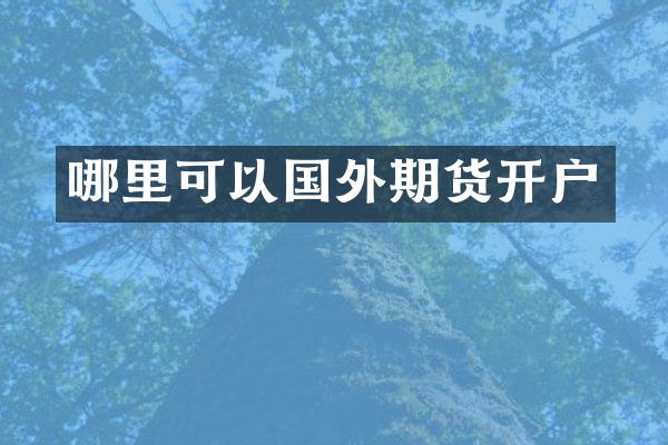 哪里可以国外期货开户