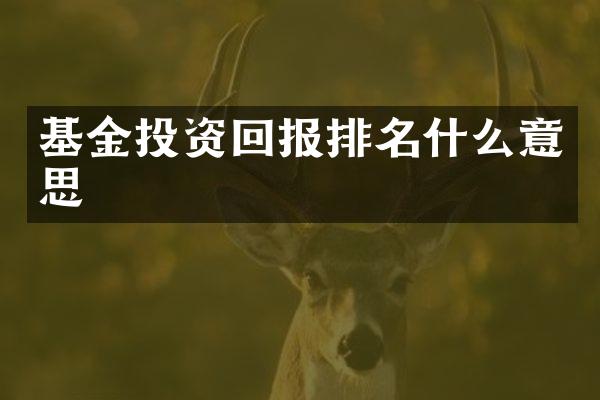 基金投资回报排名什么意思