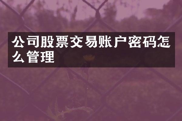 公司股票交易账户密码怎么管理