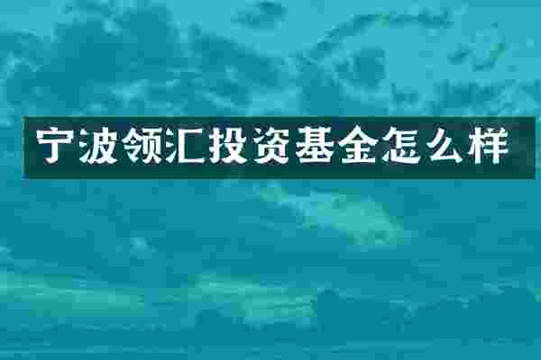 宁波领汇投资基金怎么样
