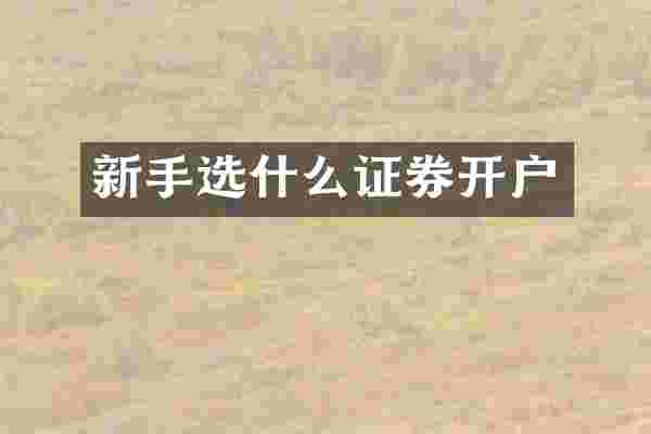新手选什么证券开户