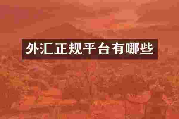 外汇正规平台有哪些