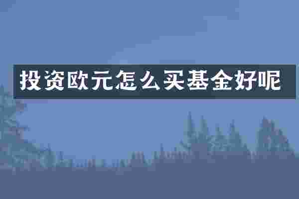 投资欧元怎么买基金好呢