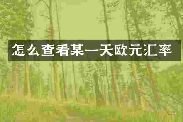怎么查看某一天欧元汇率