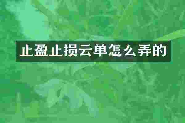 止盈止损云单怎么弄的