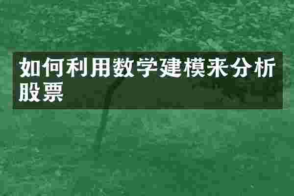 如何利用数学建模来分析股票