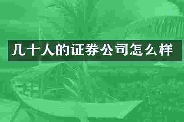 几十人的证券公司怎么样