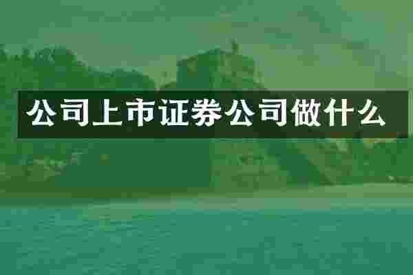 公司上市证券公司做什么