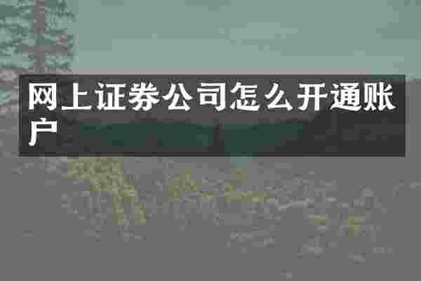 网上证券公司怎么开通账户