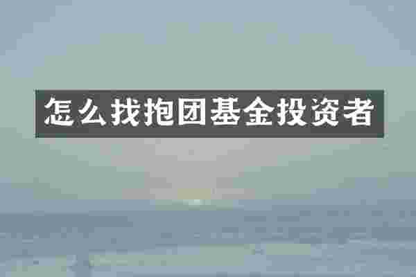 怎么找抱团基金投资者