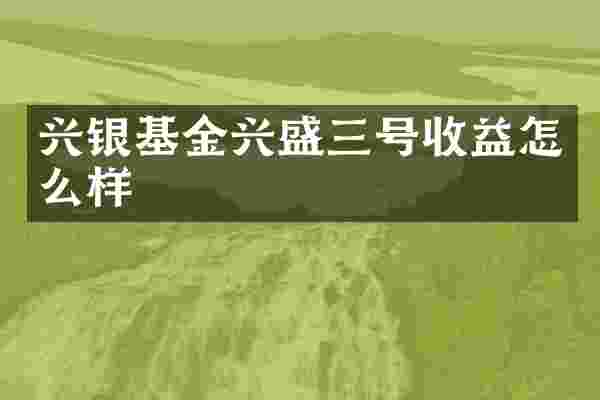 兴银基金兴盛三号收益怎么样