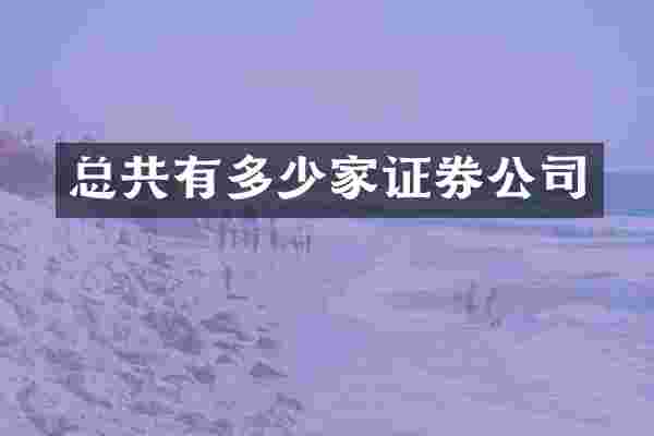 总共有多少家证券公司