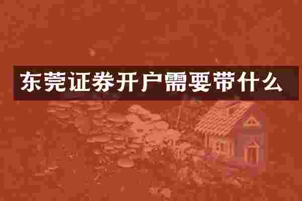 东莞证券开户需要带什么