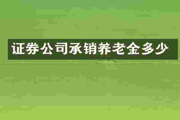 证券公司承销养老金多少