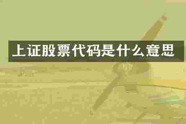 上证股票代码是什么意思