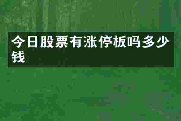今日股票有涨停板吗多少钱