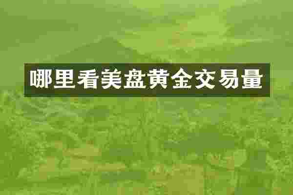 哪里看美盘黄金交易量